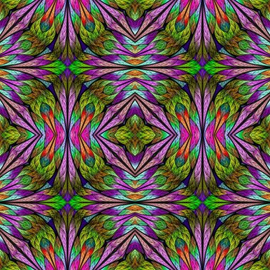 Vitray pencere stili çok renkli çiçek desenli. Sen c