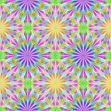 Vitray pencere stili çok renkli çiçek desenli. Sen c