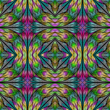 Vitray pencere stili çok renkli çiçek desenli. Sen c