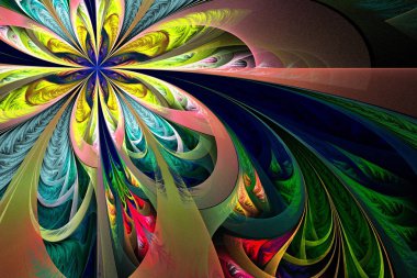 Güzel renkli fraktal çiçek. Koleksiyon - soğuk esen