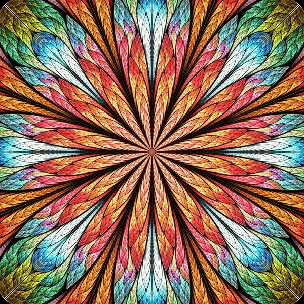 Multicolored fractal flower in stained glass window style. You c — Stock Photo, Image