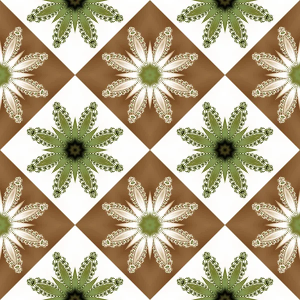 Dwukolorowy wzór kwiatowy star i kwadratowych ornament. — Zdjęcie stockowe
