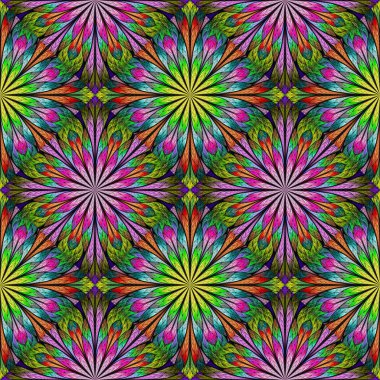 Vitray pencere stili çok renkli çiçek desenli. Sen c