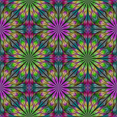 Vitray pencere stili çok renkli çiçek desenli. Sen c