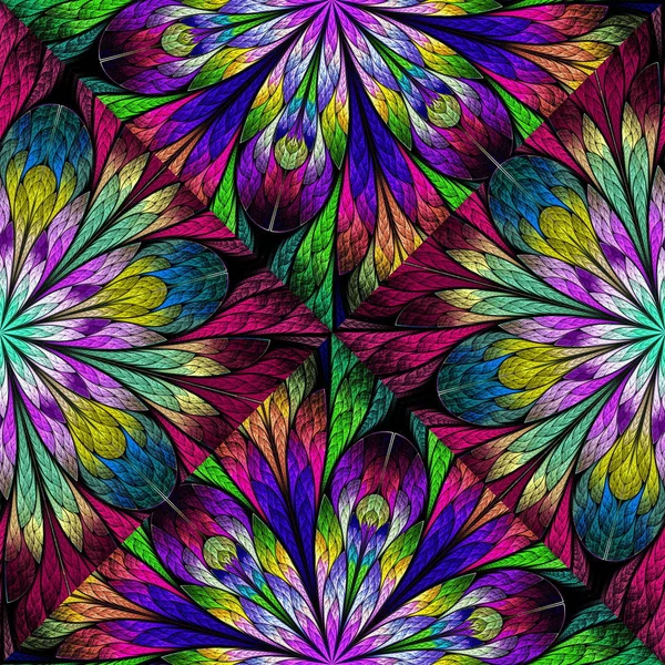 Multicolored floral pattern in stained-glass window style. You c — Stock Photo, Image