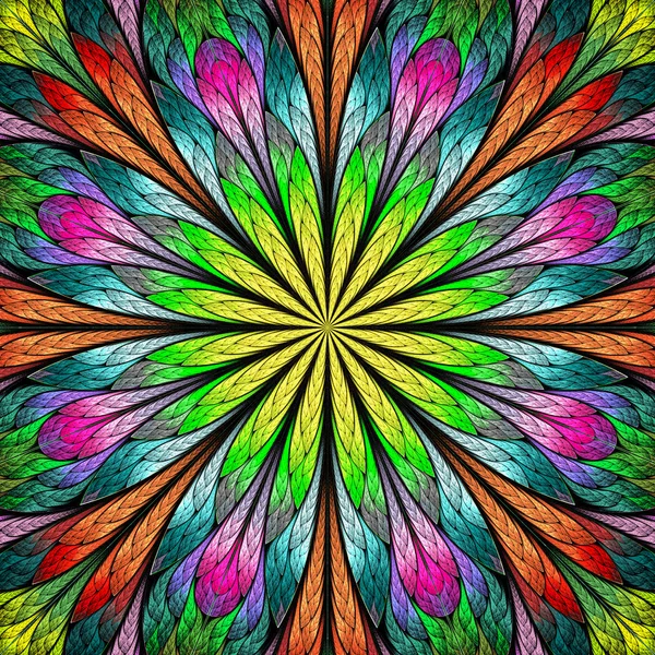 Fleur fractale multicolore dans le style vitrail. Toi c — Photo