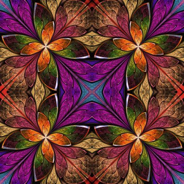 Vitray pencere stili güzel sorunsuz çiçek deseni.