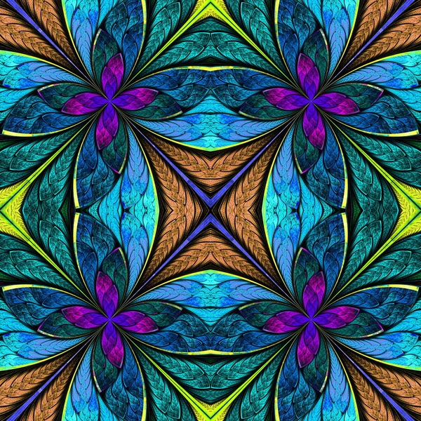 Padrão multicolorido simétrico no estilo vitral . — Fotografia de Stock