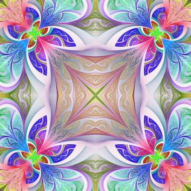 Çok renkli çiçek desen vitray pencere stili. Sen c