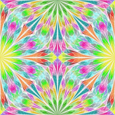 Vitray pencere stili çok renkli çiçek desenli. Sen c