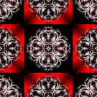 Çiçek daire ve kare süsleme ile iki tonlu seamless modeli