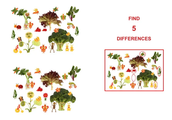 Kreskówka liczby warzywa i owoce, ilustracja kontynentów — Zdjęcie stockowe
