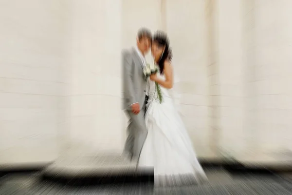 Wedding.  Radial zoom blur effect defocusing filter applied, wit — Stock Photo, Image