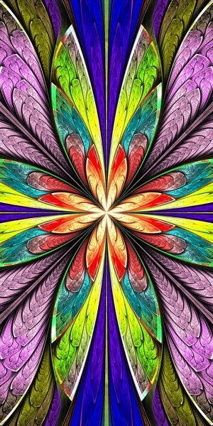 Multicolored Beautiful fractal pattern in stained-glass window s — Stock Photo, Image