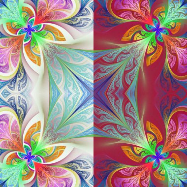 İki tonlu çiçek desen vitray pencere stili. Sen-ebilmek u