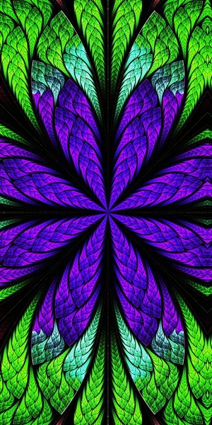 Bela flor fractal em estilo vitral. Azul, pu — Fotografia de Stock