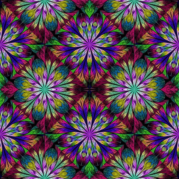 Multicolored floral pattern in stained-glass window style. You c — Stock Photo, Image