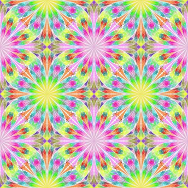 Vitray pencere stili çok renkli çiçek desenli. Sen c