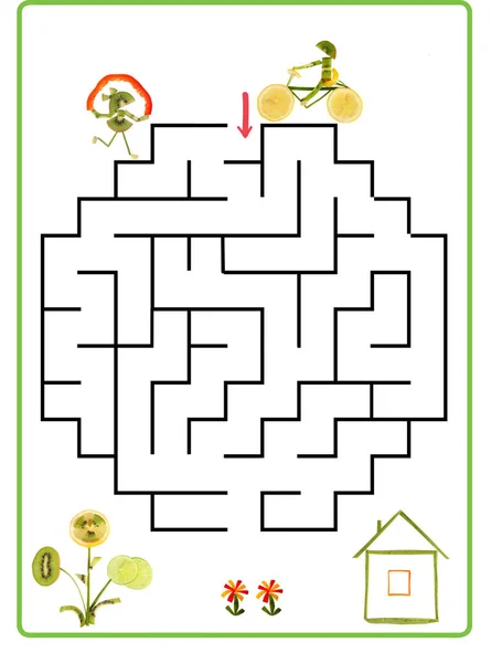 Rolig labyrint spel för förskolebarn. Illustration av logiska — Stockfoto