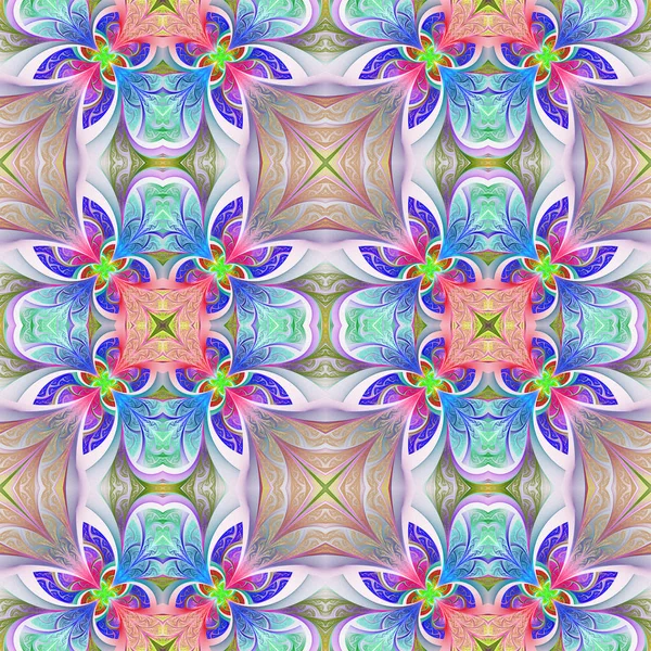 Різнокольоровий безшовний квітковий візерунок у вітражному стилі — стокове фото
