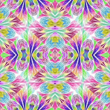 Vitray pencere stili çok renkli çiçek desenli. Sen c