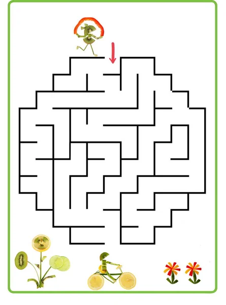 Vicces labirintus játék az óvodáskorú gyermekek. Illusztráció: logikai — Stock Fotó