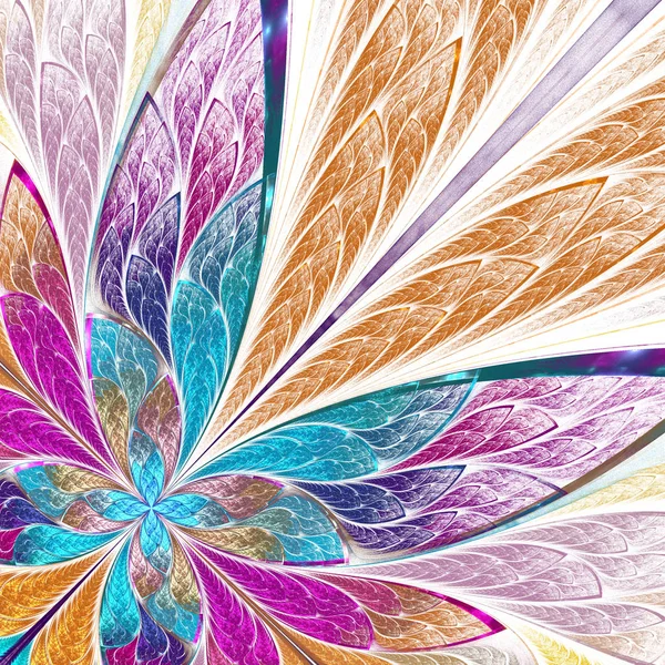 아름 다운 프랙탈 꽃 또는 나비 스테인드 글라스 창 성 — 스톡 사진