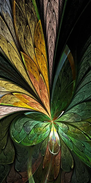 Beautiful flower pattern in stained-glass window style. Green, b — Stock Photo, Image