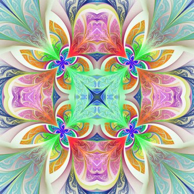 Çok renkli çiçek desen vitray pencere stili. Sen c