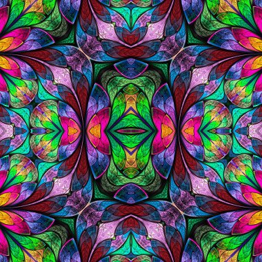 Çok renkli kesintisiz arka planda vitray pencere stili. 