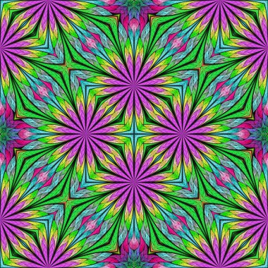 Vitray pencere stili çok renkli çiçek desenli. Sen c