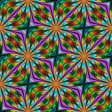 Vitray pencere stili güzel sorunsuz çiçek deseni.