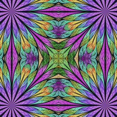 Vitray pencere stili çok renkli çiçek desenli. Sen c