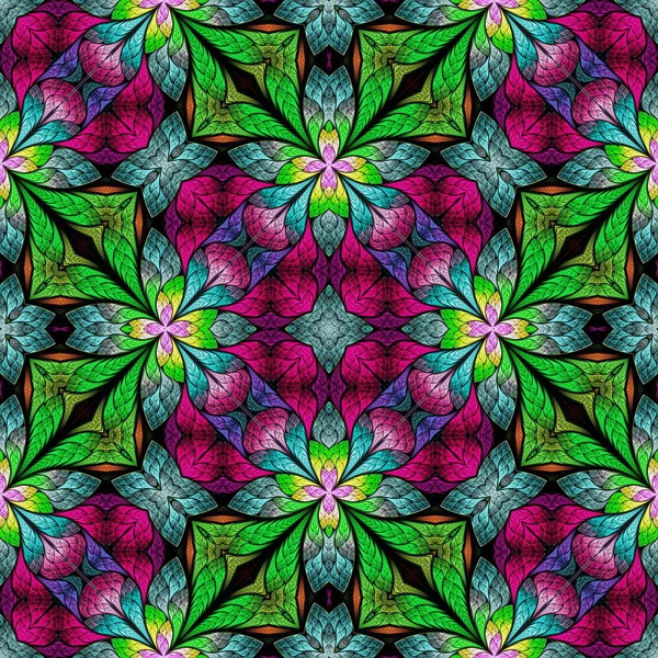 Patrón floral multicolor en estilo vitral. Usted c — Foto de Stock