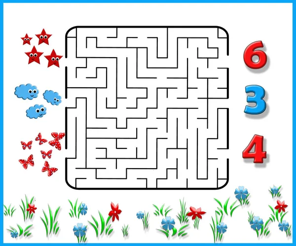 Rolig labyrint spel för förskolebarn. Illustration av logiska — Stockfoto