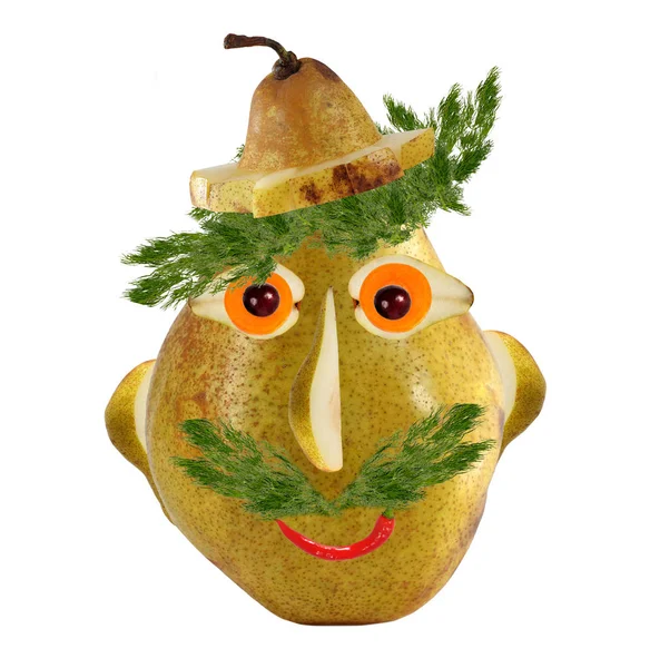 Креативна їжа. Смішне обличчя зроблено? з груш і овочів . — стокове фото