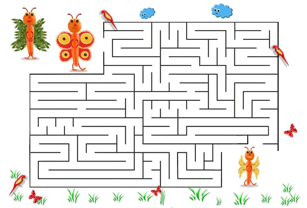 Funny maze game for Preschool Children. Illustration of logical — Stock Photo, Image