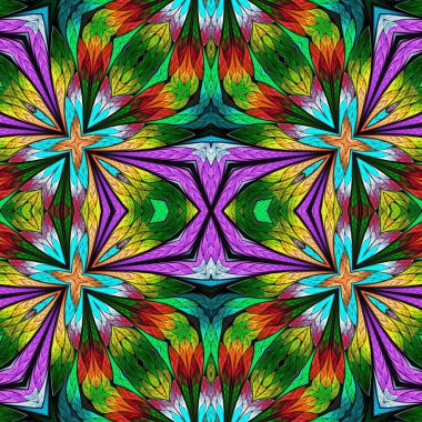 Vitray pencere stili çok renkli çiçek desenli. Sen c