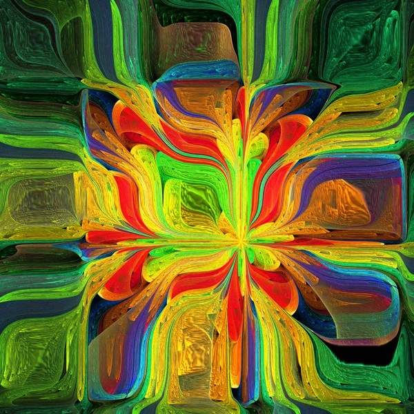 Multicolored Abstract Stylized flower. Modern art. Artwork for c — Stock Photo, Image