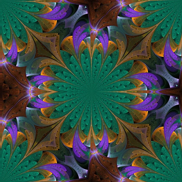 Шаблон в стиле витража. Фиолетовый, зеленый и бежевый p — стоковое фото