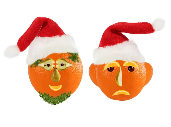 Creative set of food concept. Few  funny portraits of a Santa Cl — Stock Photo, Image