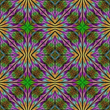 Vitray pencere stili çok renkli çiçek desenli. Sen c