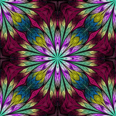 Çok renkli çiçek desen vitray pencere stili. Sen c