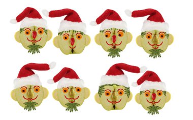 Gıda kavramı yaratıcı kümesi. Bir Santa Cl birkaç komik portreleri