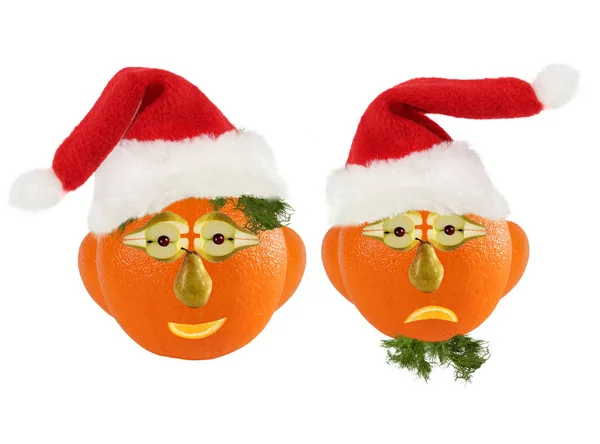 Creative set of food concept. Few  funny portraits of a Santa Cl — Stock Photo, Image