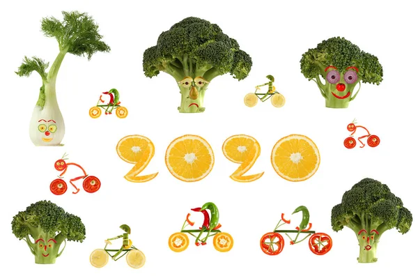 Note di alimentazione. Persone poco divertenti fatte di verdura e frutta — Foto Stock