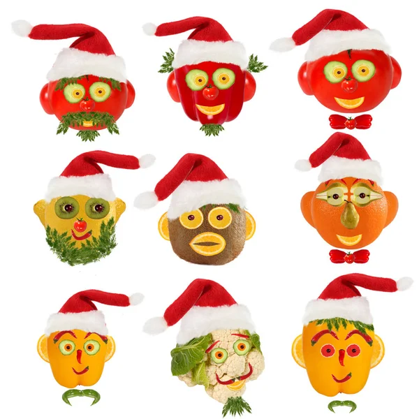 Kreatives Nahrungsmittelkonzept. wenige lustige Porträts eines Weihnachtsmannes — Stockfoto
