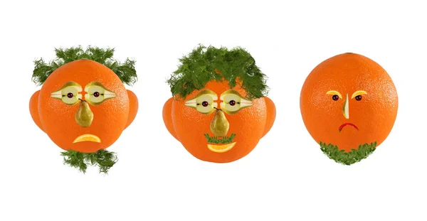 Creative set of food concept.  Few  funny portraits from vegetab — Stock Photo, Image