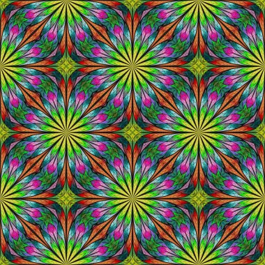 Renkli, renksiz çiçek desenli vitray ahır vitrininde