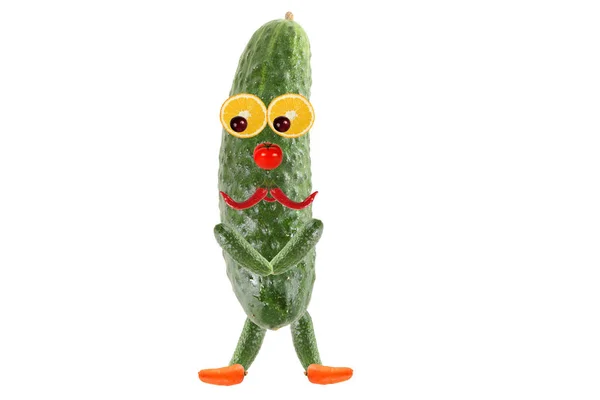 Creative food concept.  Funny portrait made of  vegetables and f — ストック写真